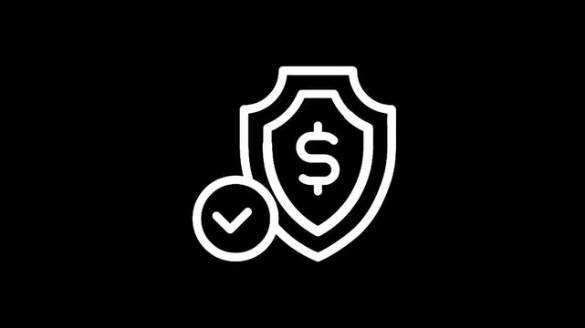 Secure financial transaction icon with shield and checkmark symbol