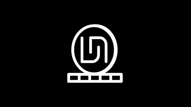 Israeli Shekel currency symbol icon on a black background with a coin base