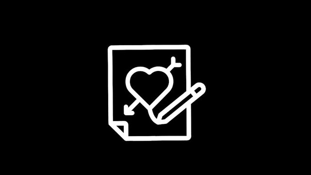 Drawing a heart with an arrow through it on paper with a pencil