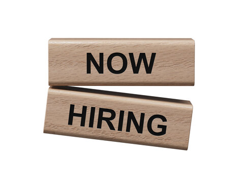 Now Hiring symbol. Concept word Now Hiring on wooden blocks.Business and Now Hiring concept. wooden blocks. Copy space.Supports PNG files with transparent backgrounds.
