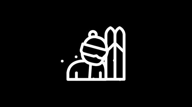 Stylized icon of a skier with skis, representing winter sports and outdoor recreation