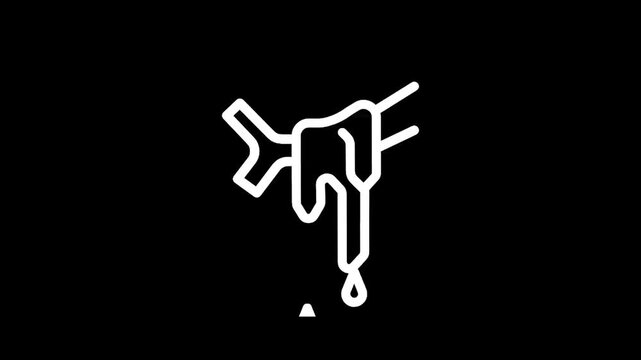 Stylized dripping icicle icon on a black background, representing cold and winter