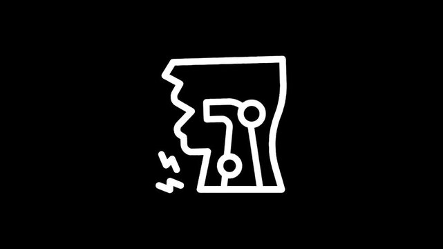 Icon representing a fractured human head with pain points and lightning bolts