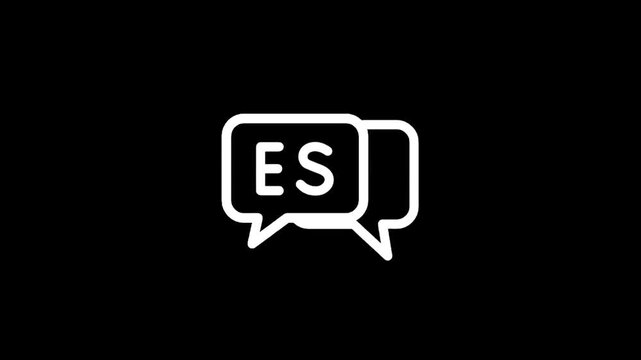Spanish language communication icon with two speech bubbles and ES abbreviation
