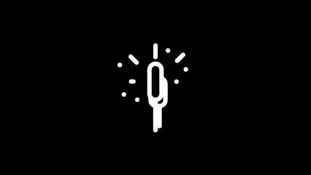 Minimalist white sparkler icon on a black background, celebrating festive moments