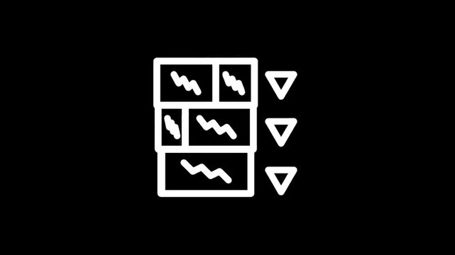 Simple infographic icon representing data visualization and analysis with charts and arrows