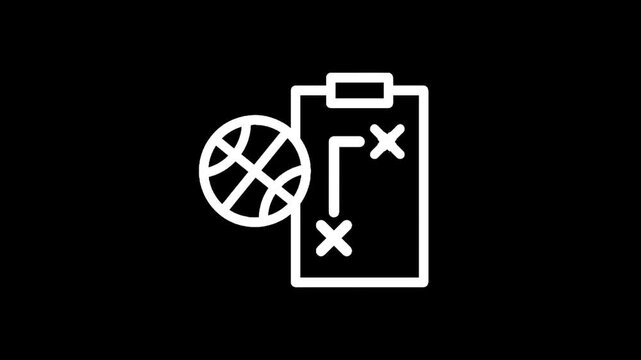 Basketball strategy clipboard with ball icon, symbolizing game plan and tactics