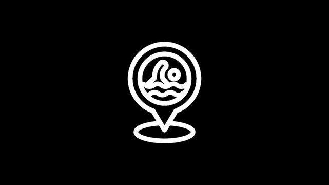Location pin icon with swimmer and waves inside, symbolizing a swimming spot