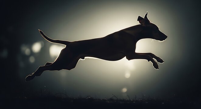 Sleek black panther prowling through dark night.