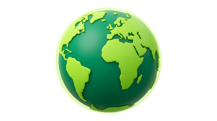 Fototapeta premium Green 3d earth globe model isolated on transparent background