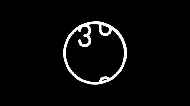Minimalist white outline of a bowling ball with numbers on a black background