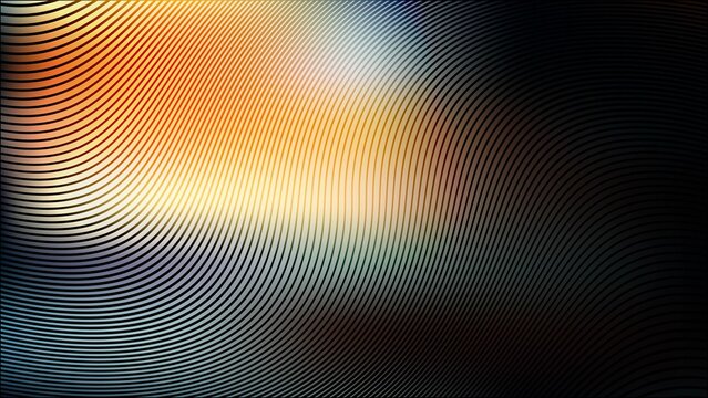 Abstract digital glitch art background with colorful pixelated shapes and curved moire pattern lines in dark space