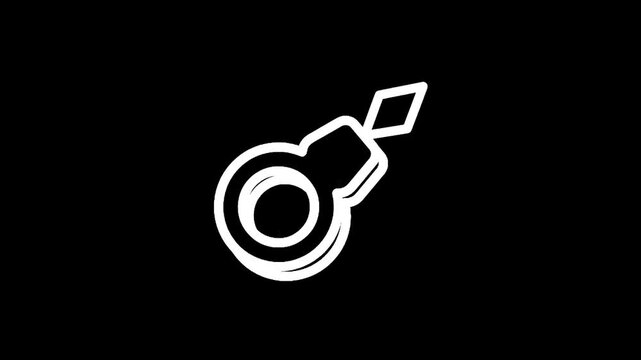 Simple white outline of a bomb icon on a black background