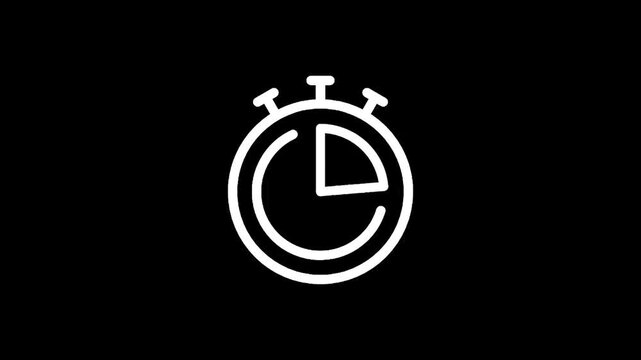 Simple white stopwatch icon on a black background, representing time and speed