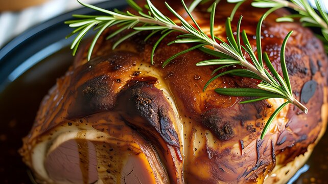 Glazed ham hock with rosemary herbs