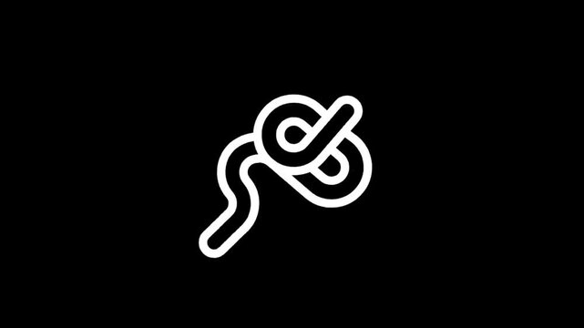 Abstract white line art of a knot on a black background, minimalist design
