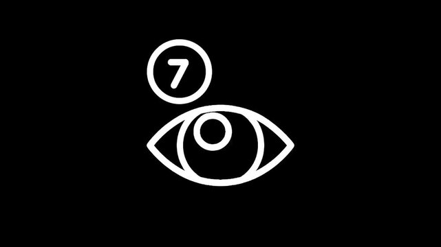 Eye icon with notification badge showing the number seven, symbolizing views or alerts