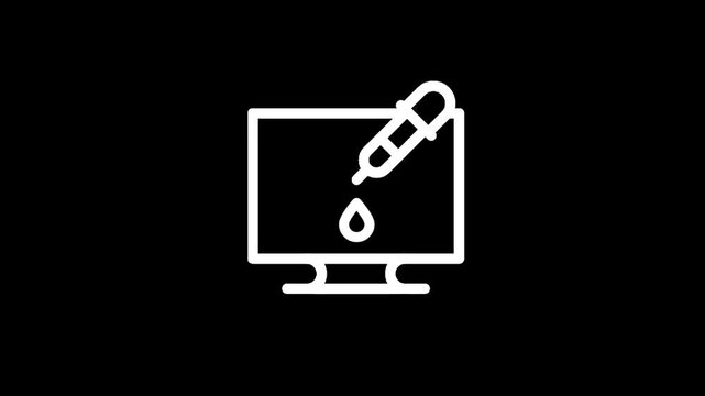 Digital art icon representing a monitor with a dropper tool selecting color