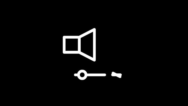 Simple white speaker volume icon with slider on a black background