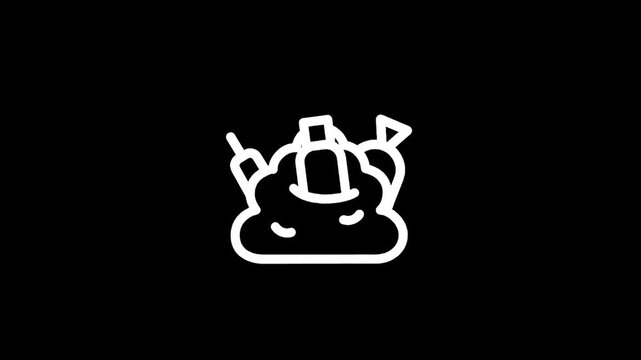 Stylized icon of steaming pile of feces with two candles and a party hat