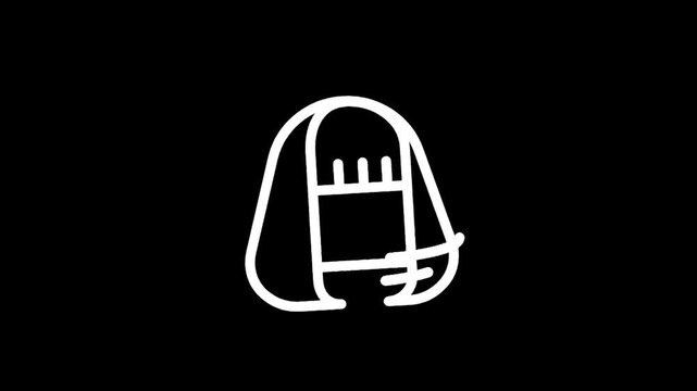 Minimalist white outline of a bob haircut on a black background