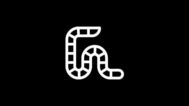 Stylized white snake icon with segmented body on a black background
