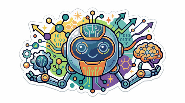 Friendly robot with brain circuits and binary code