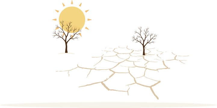 Starvation, water crises, global warming illustration