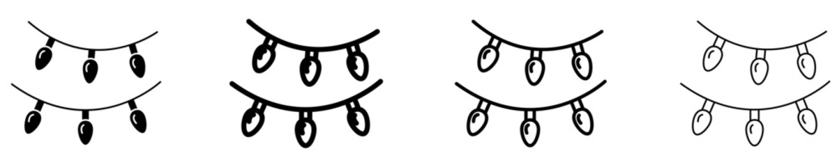 Fototapeta premium Christmas string lights mixed icon for festive decoration. Vector illustration.