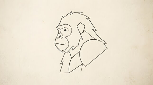 Gorilla ape head artistic pencil sketch vector illustration isolated on white background