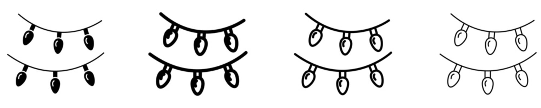 Christmas string lights mixed icon for festive decoration. Vector illustration.