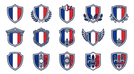 Collection of French National Symbols Shields and Crests. © Wannaki