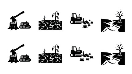 Obraz premium Deforestation and Environmental Damage Icon Set