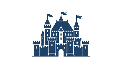 A stylized blue castle with flags on turrets. © Wazakunf
