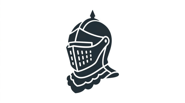 Black silhouette of a medieval knights helmet.