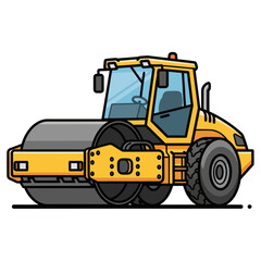 Fototapeta premium Yellow Road Roller Vector Illustration
