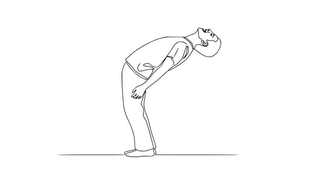 Man Bending Backwards in Continuous Line Drawing Style