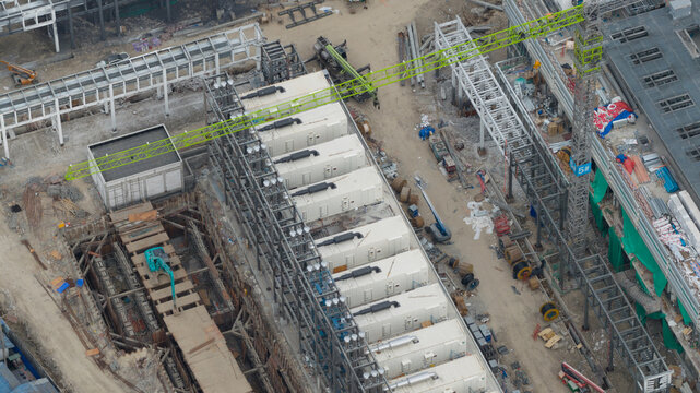 Khlong Tamru, Chon Buri, Thailand - 11 March 2026: Aerial view of Construction of Massive Hyperscale Data Center in Thailand