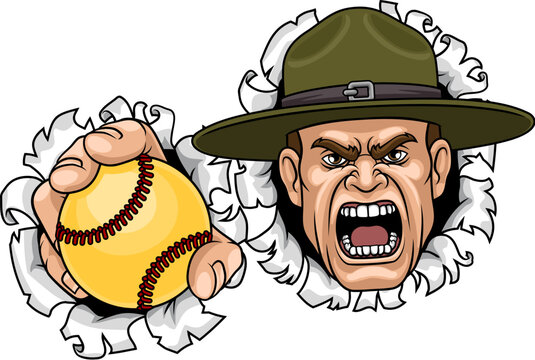 Drill Instructor Sergeant Bootcamp Softball Mascot