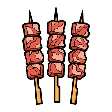 Meat Skewers Cartoon Vector Illustration