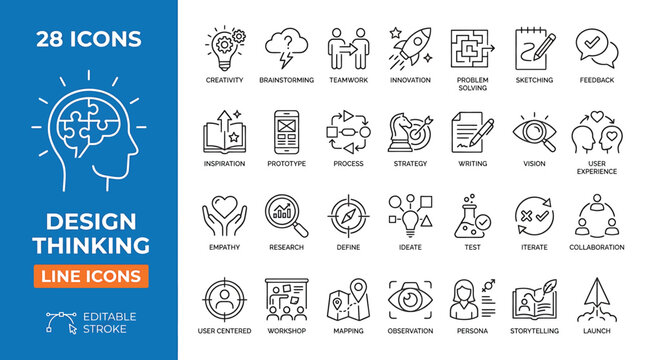 Business Transformation icon set. Contain icons related to Business, transformation, innovation, strategy, growth, optimization, process, and more. Editable stroke. Vector illustration.