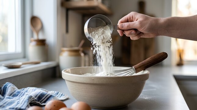 Baker Mixing Dough In Bowl For Fresh Homemade Bread