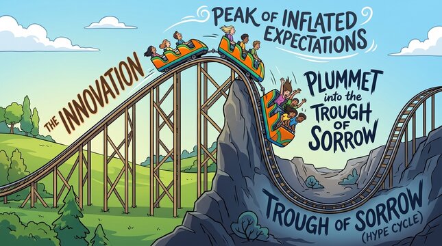 Rollercoaster Ride Through Emotional Peaks and Troughs in Sunny Amusement Park