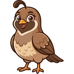 Naklejka premium A cartoon bird stands on ground with big eyes and brown feathers looking happy