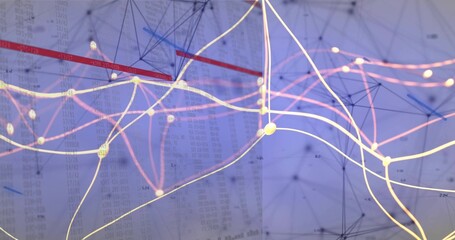 On playback data overlaying paper, yellow filaments branching and pulsing for analytics © vectorfusionart