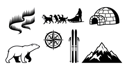 Arctic Winter Travel Icon Set © SAQUEEN