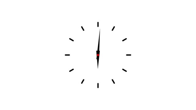 Minimalist analog clock animation with fast spinning hands loop