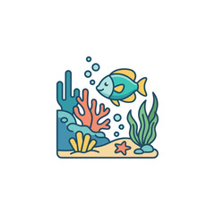 Fototapeta premium Tropical Fish and Coral Reef Vector Illustration