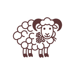 Fototapeta premium Minimalist Ram with Flowers Vector Illustration