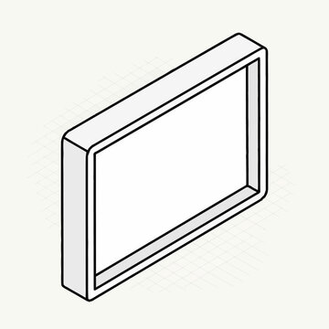 Blank white picture frame side view.